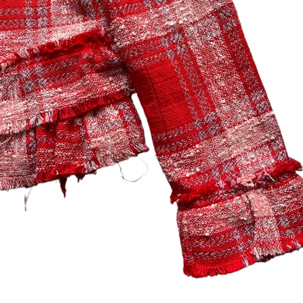 Dex Ruffled Plaid Tweed Textured Jacket - Picture 8 of 13